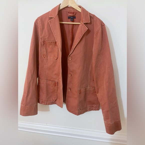 GAP Washed Rust Utility Jacket | Soft Canvas Blazer-Style Coat | Size L - Picture 5 of 6